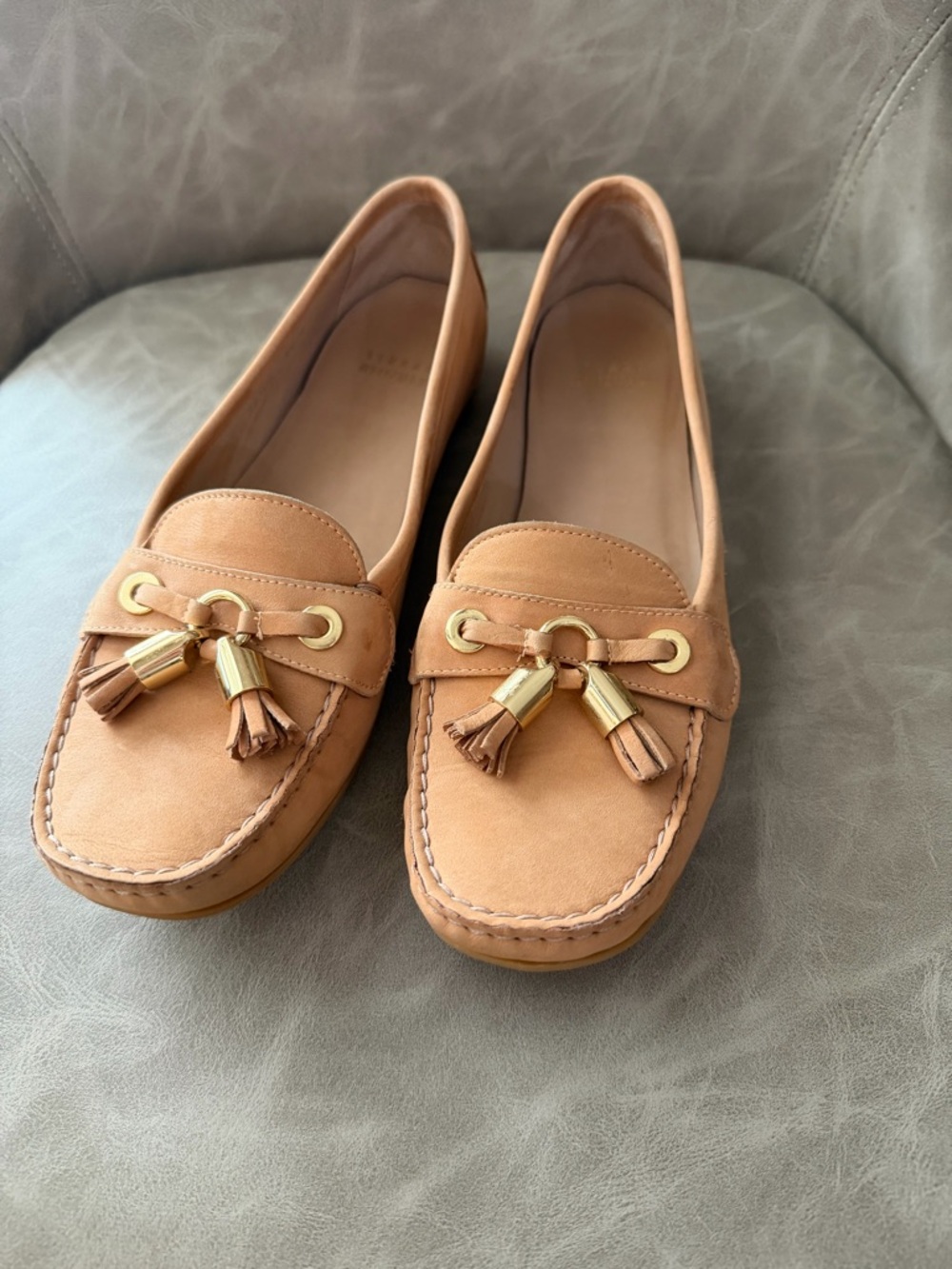 Tan Leather Tassel Loafers - Women
